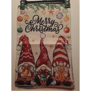 NEW 1pc Double Sided Merry Christmas 3 Elf‎ Gnomes Garden Flag 12x18